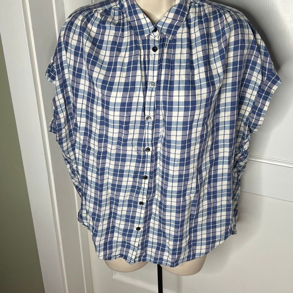 Madewell Blue Plaid Button Shirt Size Large